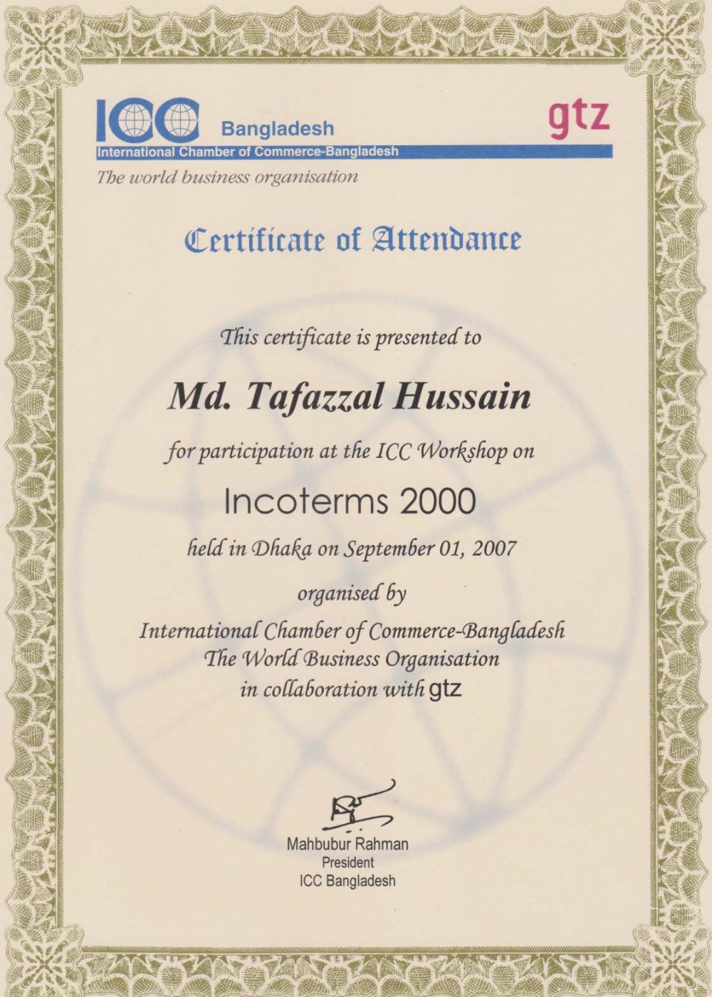 Cert- ICC Incoterms 2000