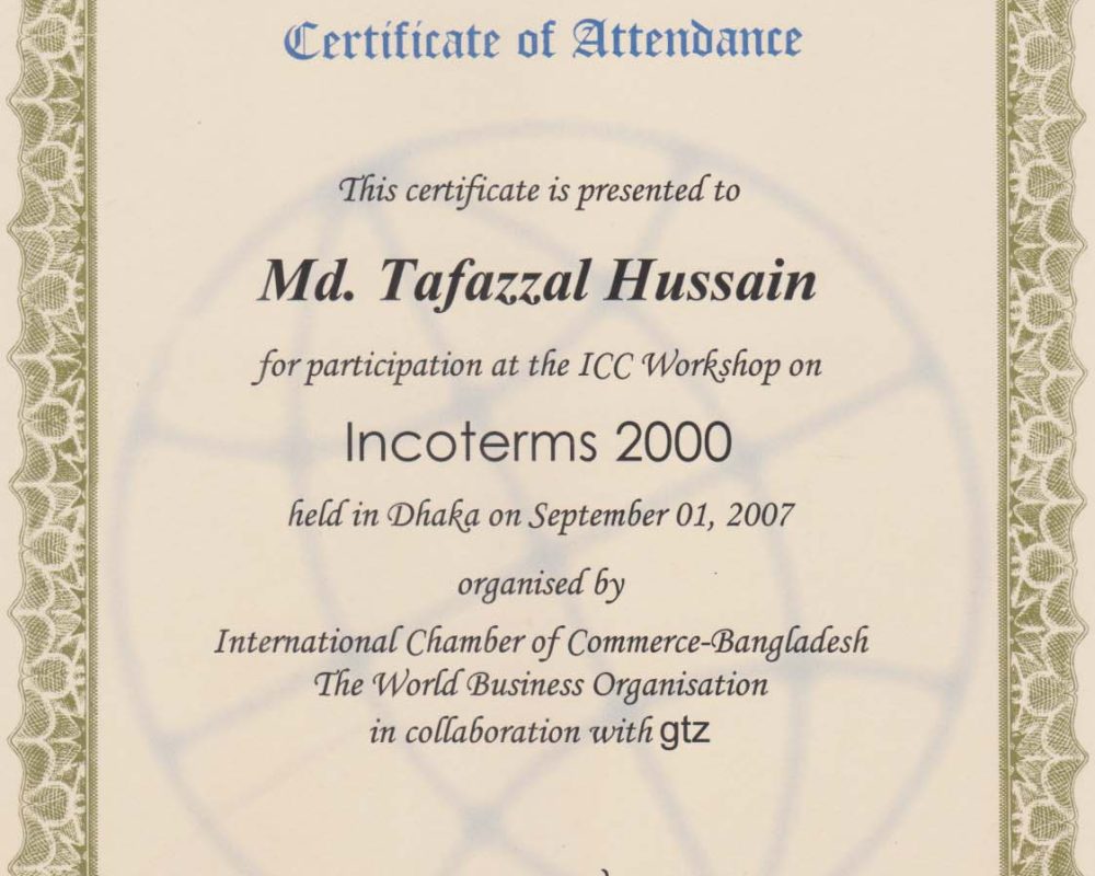 Cert- ICC Incoterms 2000